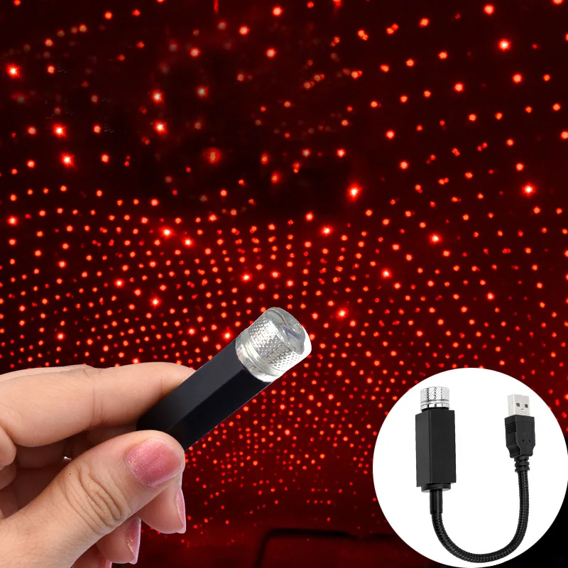 red USB звездный проектор, ночник, светильник на крышу автомобиля, атмосферная лампа для дома, спальни, декоративный динамический Galaxy проектор, светильник - Испускаемый цвет: red