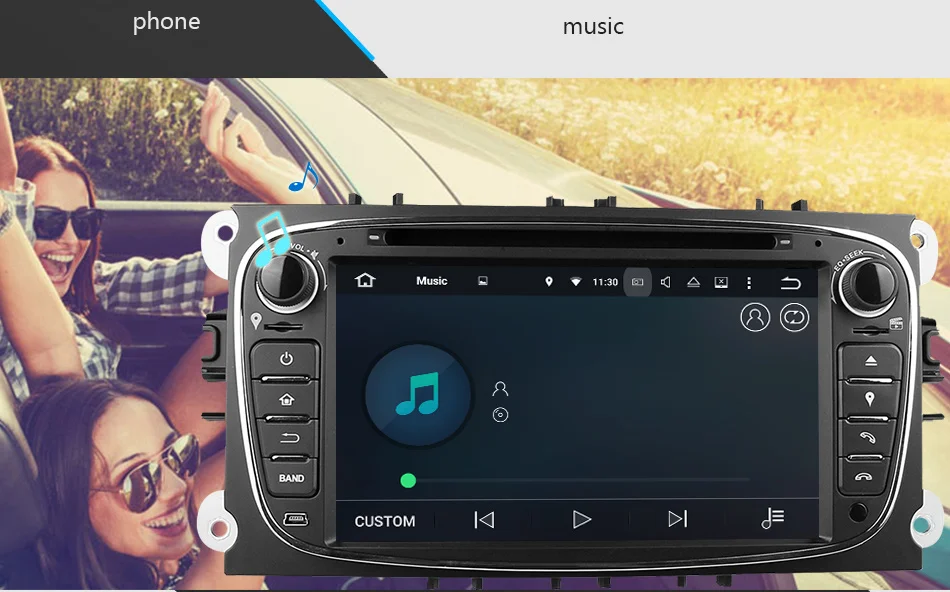 Best Eunavi Quad Core 2 Din Android 9.0 Car DVD Player Car Radio with GPS+WIFI+3G for Ford focus 2 dab Galaxy Transit Tourneo Mondeo 15