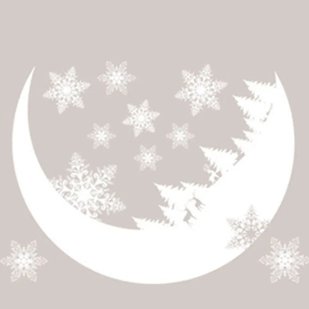

Christmas Decorations Creative Electrostatic Wallpaper Snowflake Moon Domestic Glass Wall Removable Stickers