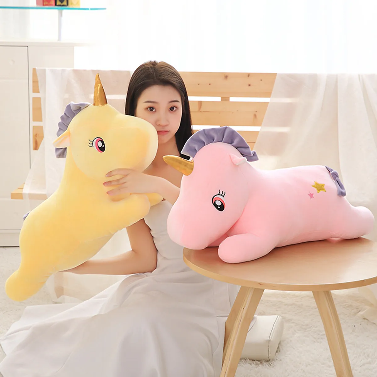 

Cute Party-Unicorn Doll Pillow Pony Plush Toy Pajama Back Cushion