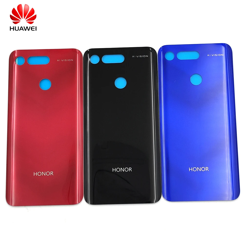 Чехол для Huawei Honor V20 стеклянный с логотипом и клейкой наклейкой | Мобильные