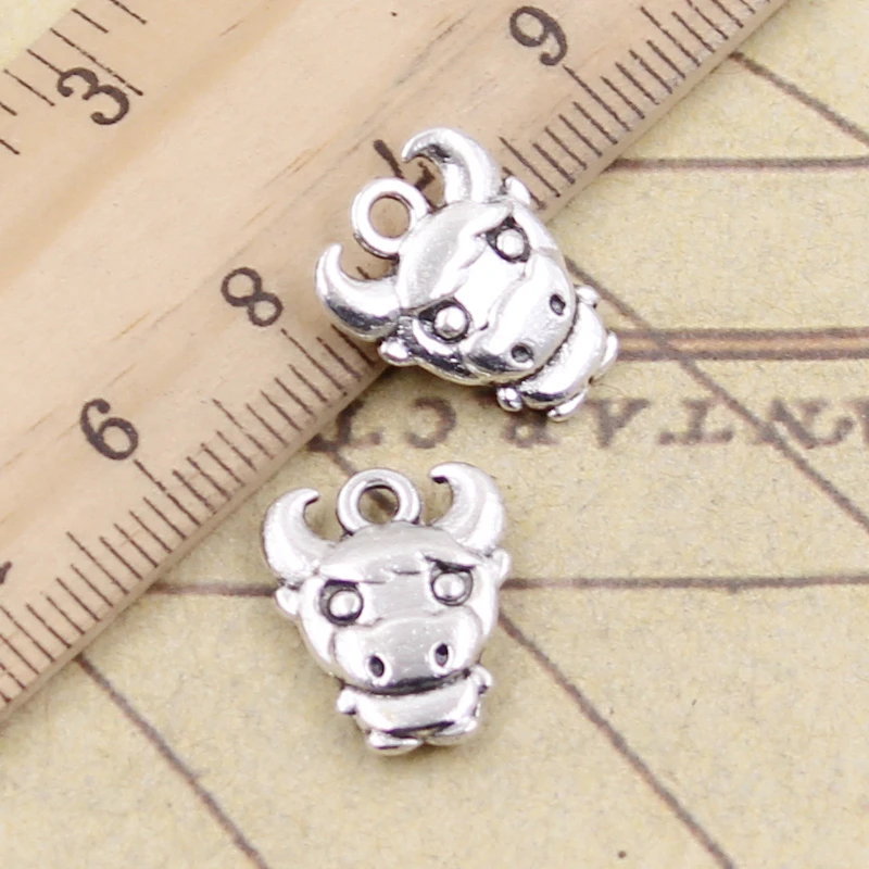 20 stücke Charme kuh bull ox 12x15mm Tibetischen Silber Farbe Anhänger Antiken Schmuck, Die DIY Handgemachten Handwerk