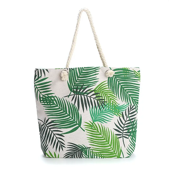 HARJOBEN White Handle Carry-all Bag Eco Shopping Tote Tropical Leaves Weekender Tote Beach Goers Tote Bag Palm Print 4