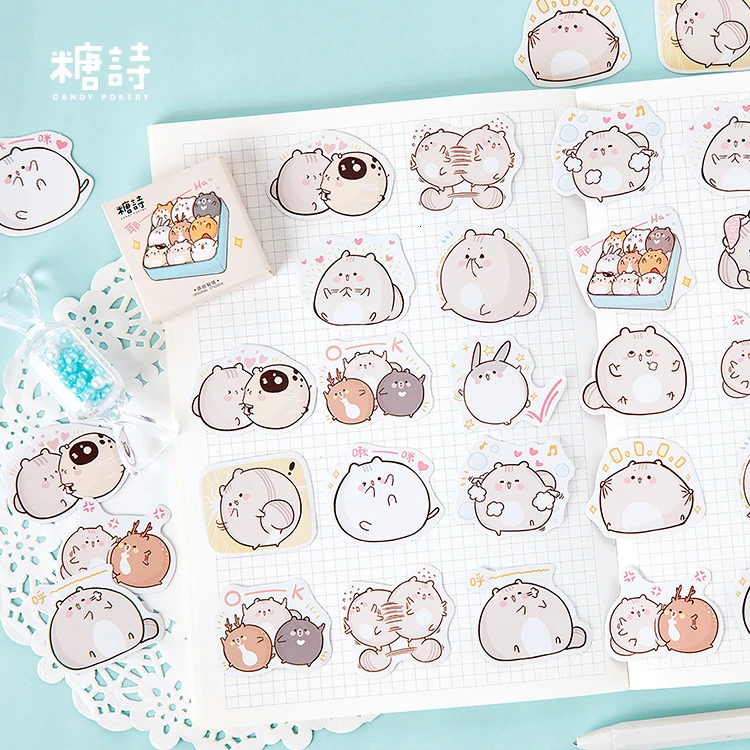 

45Pcs/Pack Cute Fat Mouse Stickers Decoracion Boxed Scrapbooking DIY Office Stationery School Supplies