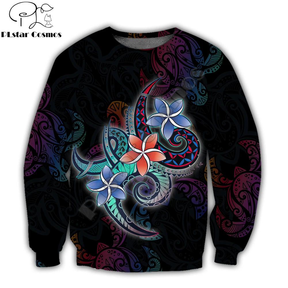 Polynesian Plumeria Flower And Turtle Tattoo  3D Printed Autumn Men Hoodies Unisex Casual Pullover Zip Hoodie Streetwear DW0563