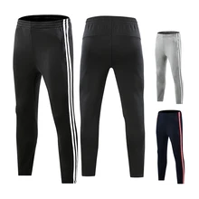Длинные мужские штаны для бега, полосатые штаны для спортзала, футбольные тонкие дышащие спортивные штаны, новые тренировочные брюки с карманами