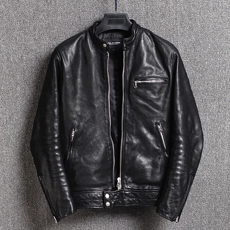 

2020 New Genuine Leather Jacket Men Spring Autumn Sheepskin Coat for Men Biker Motorcycle Jacket Slim Fit Deri Mont KJ6128
