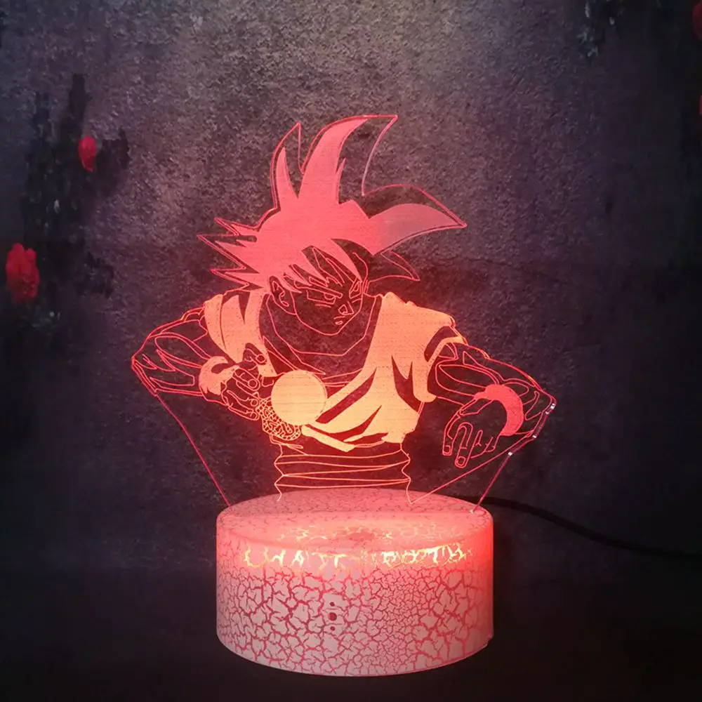 Крутая 3D оптическая лампа Goku Kakarotto для мальчиков Супер Saiyan God Son ночной Светильник