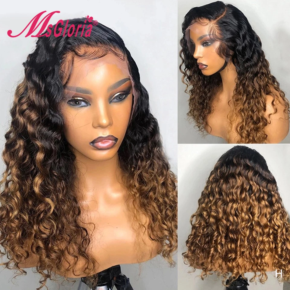 

180 Density 13X6 Lace Front Human Wigs Ombre Honey Blonde Curly Human Hair Wigs For Women Brazilian Remy Lace Front Wig Glueless