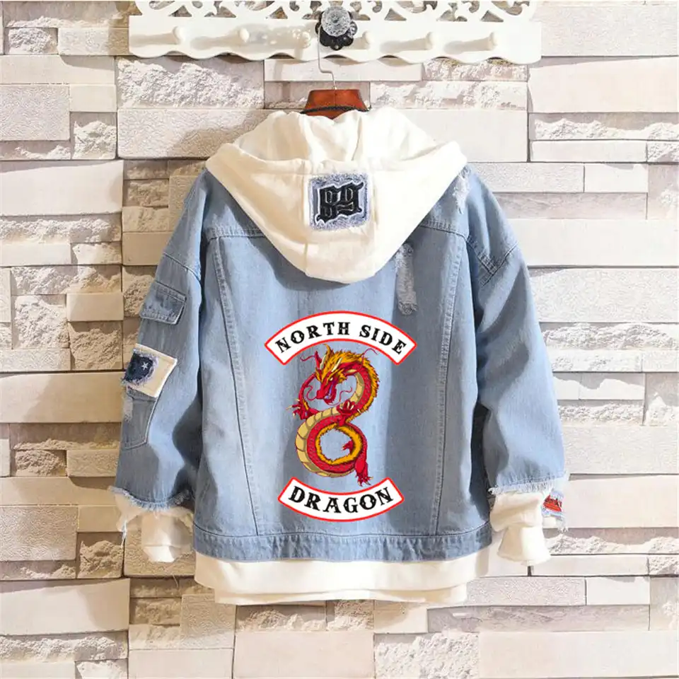 jaqueta jeans estampada