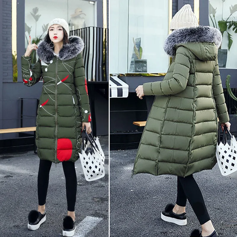 #*Cheap 2019 Winter Women Hooded Coat Fur Collar Thicken Warm Long Parkas Female Plus Size 3XL Outerwear Parka Ladies Chaqueta Feminino