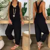 80% HOT SALES！！！Women Solid Color Bib Overall Sleeveless Backless Knotted Jumpsuit Dungarees ► Photo 3/6