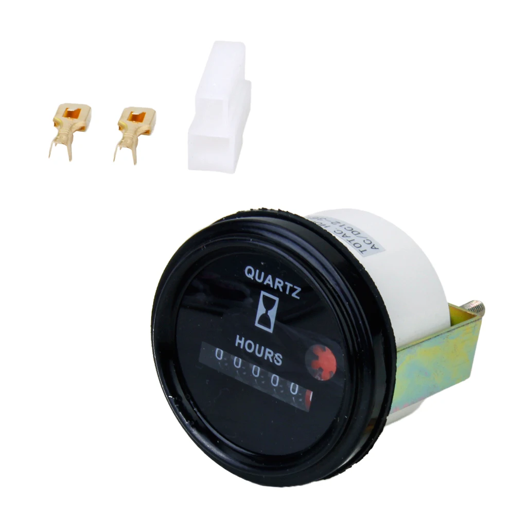 DC/AC 12-36V 6-Digit Round Quartz Hour Meter Gauge for Boat Car Truck Engine