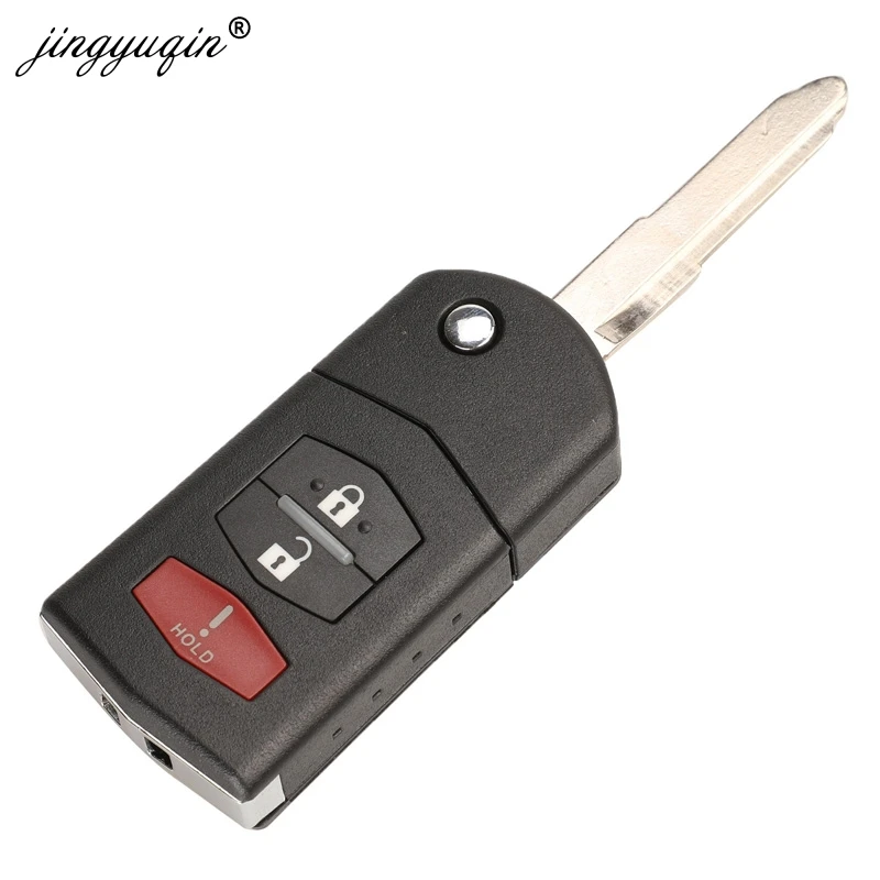 Jingyuqin, 10 шт./лот, 3/4 кнопок, откидной складной чехол для дистанционного ключа, чехол для автомобиля, брелок для Mazda 3 5 6 CX5 CX7 CX9 RX8