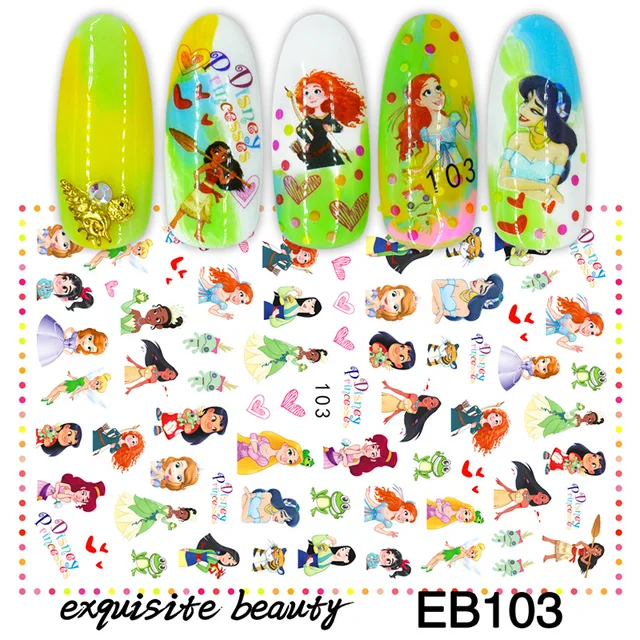 1PCS Disney Cartoon Anime Stitch Nail Sticker Mickey Mouse Donald Duck Nail Slider Dumbo Lion King Art Nail Decoration 103