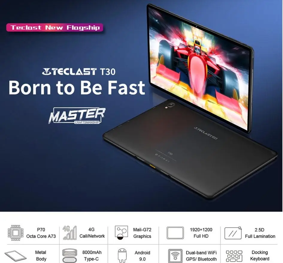 Teclast T30 10 1 дюймовый планшет с восьмиядерным процессором Helio P70 ОЗУ 4 Гб ПЗУ 64 ГБ 8 Мп 2