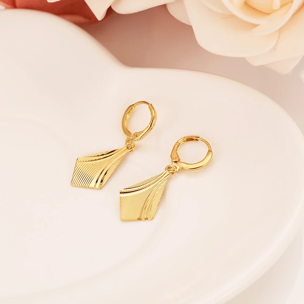 

Light Fine 24 k Yellow Gold GF N Earrings for Women's/Girls African Beautiful Earrings Ethiopian Jewelry,Nigeria Gift