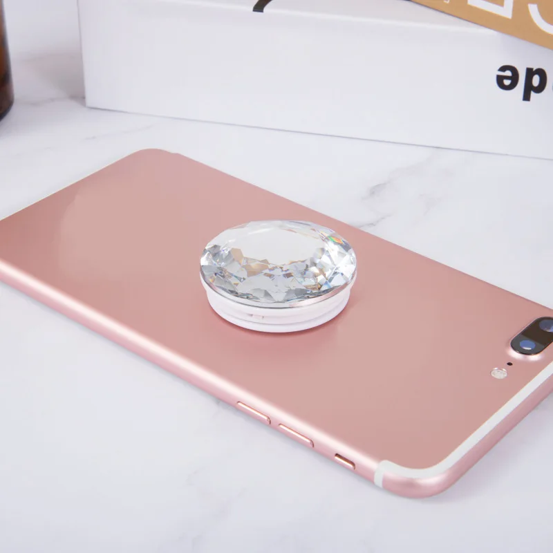 Держатель телефона с кольцом на палец Bling Air Bag Diamond SmartPhone Stander для iPhone samsung Универсальное расширяющееся крепление для автомобиля - Цвет: Серебристый