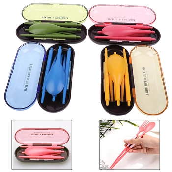 

3PCs/Set Portable Travel Sets Cutlery Dinnerware Mini Outdoors Candy Color Folding Dinner Set Student Kids Kitchen Tool