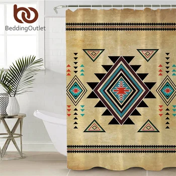 

BeddingOutlet Geometric Bath Curtain Southwest Waterproof Bathroom Curtain Aztec Shower Curtain Decorative Curtain180x180cm