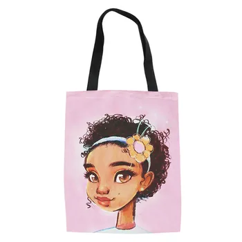 

Ladies Large Capacity Female Shopping Bag African Girls Pattern Fashion Design Lightweight Tote Handbag Female Shoulder Bags