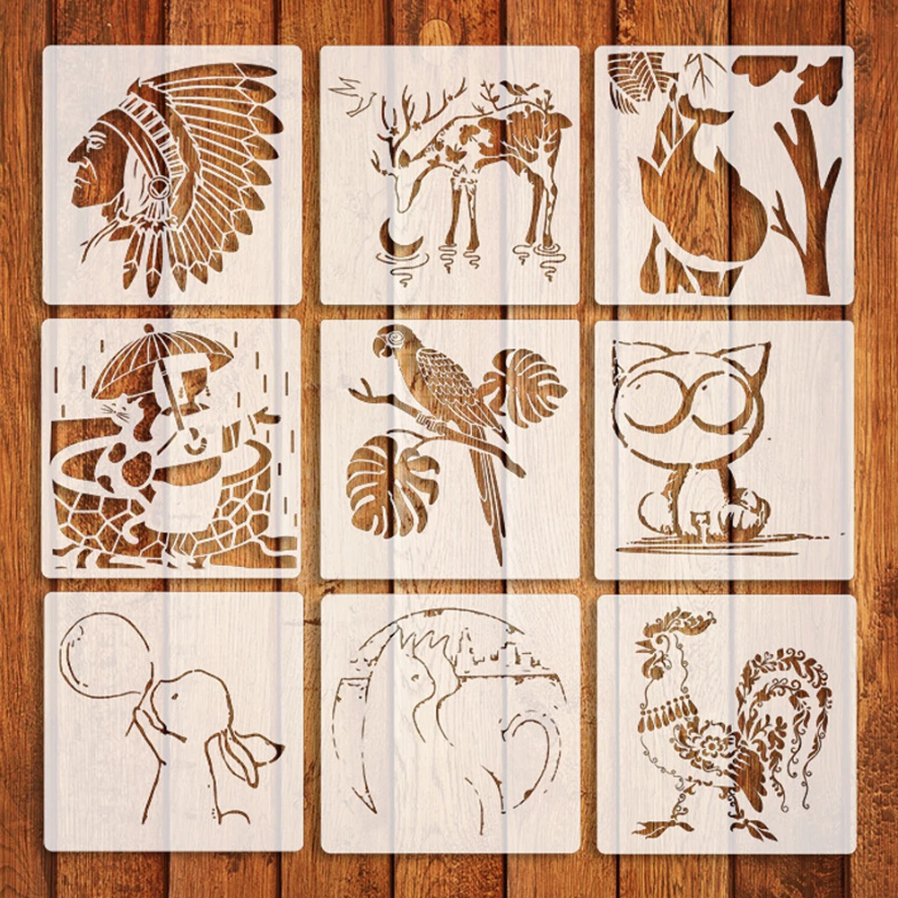 

9 шт. 20 см x 20 см зоопарк животных DIY многослойные трафареты для рисования раскраска для скрапбукинга тиснение альбом декоративный шаблон тиснение карты