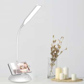 

1800mAh Rechargeable LED Desk Lamp Touch Dimming Adjustment Table Lamp Eye Protection Reading Light Study Lamp With Phone Holder