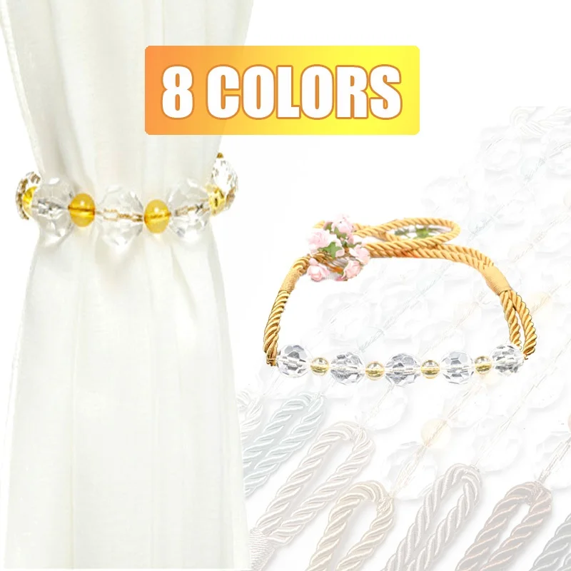 

1Pc Modern Simple Curtain Bandage Korean Crystal Beads Tiebacks for Curtains Accessories Holder Buckle Rope Home Decorative