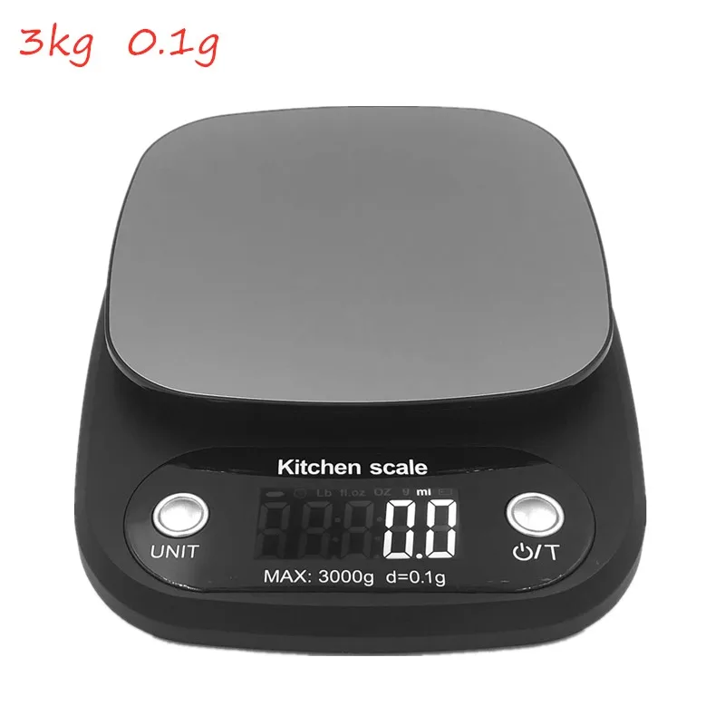 3kg 0.1g 3 кг/0,1 г 10 кг/1 г ЖК-электронные кухонные весы бытовые весы для приготовления пищи измерительный инструмент из нержавеющей стали для взвешивания пищевых продуктов шкала Скидка 40 - Color: 3kg 0.1g