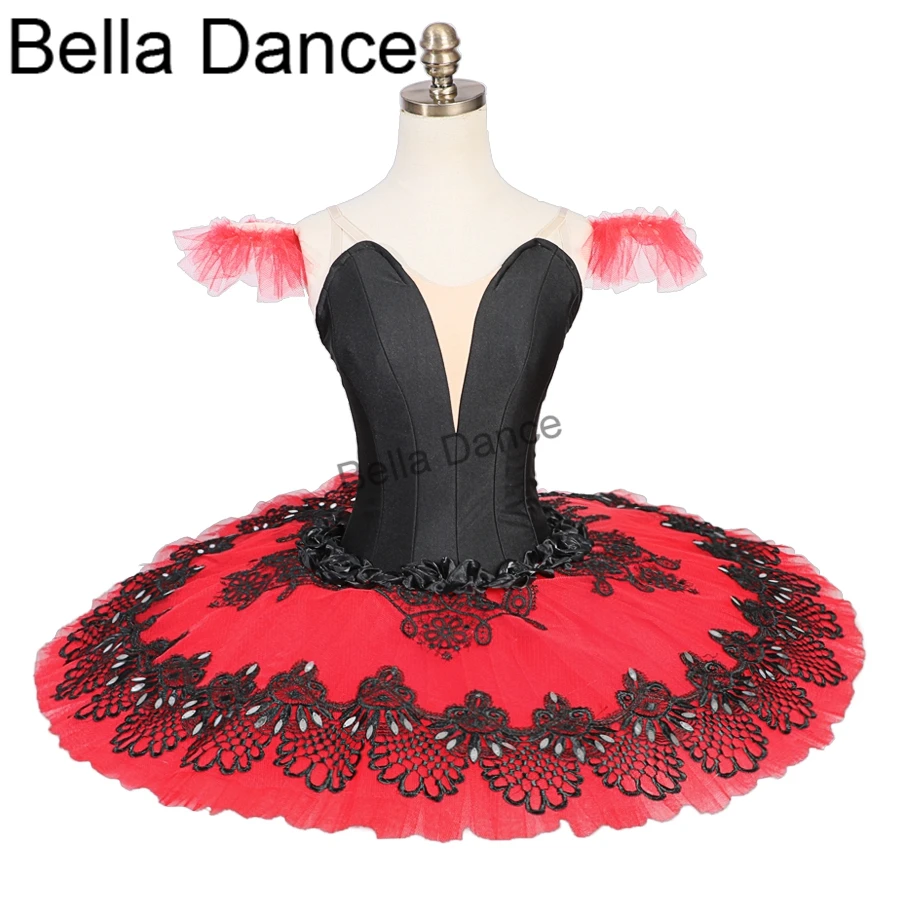 Adult Black Red Paquita La Esmeralda Competiton Women Tutu Costume Girls Kids Professional Classical Tutu Platter AdultBT9052B