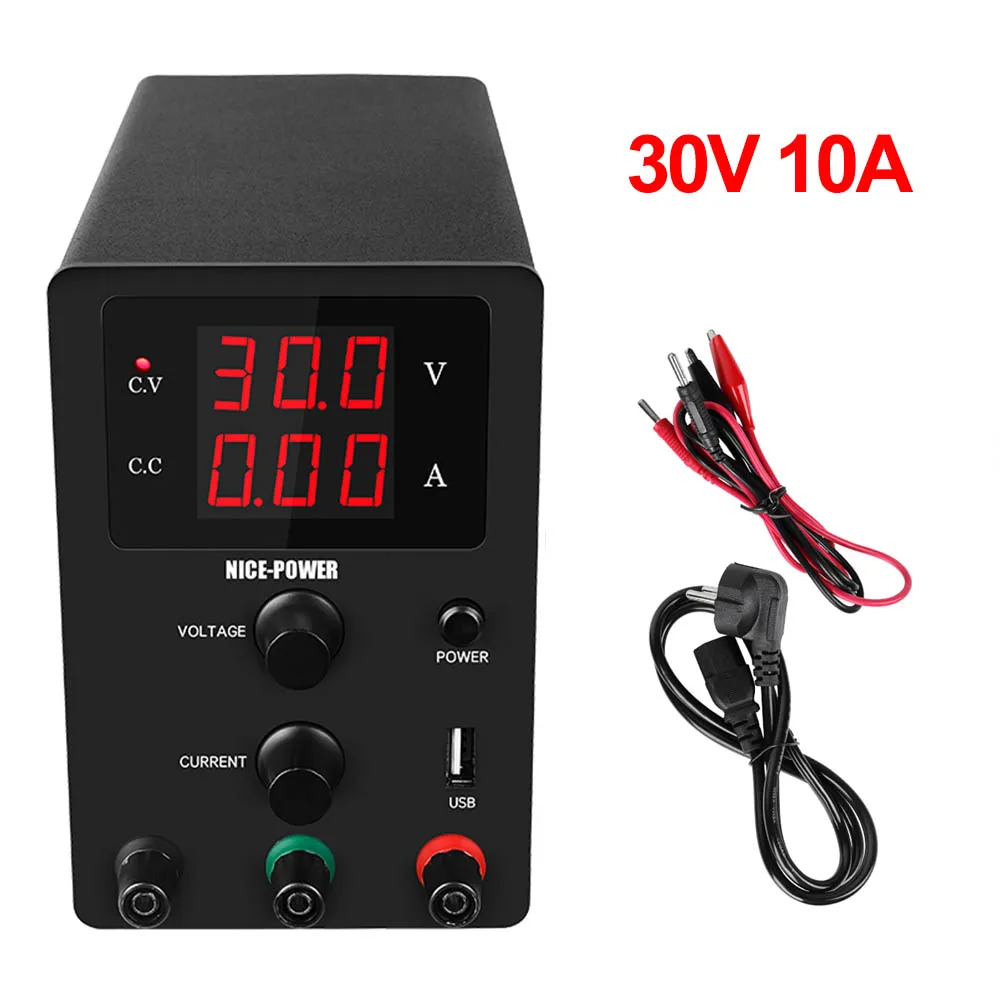 Новейшая модель; черные 60V 5A DC лабораторный Регулируемый переключение Питание переменной 30V 10A регулируется лаборатории Источники питания цифровой - Цвет: Black 30V 10A