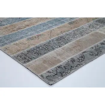 

203x305 Cm Grey Handmade Modern Patchwork Rug-7x10 Ft