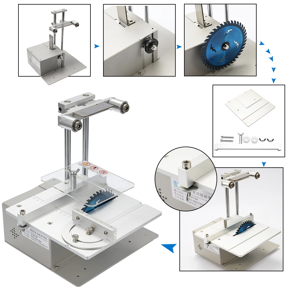 4-in-1 Multifunctional Mini Small Table Saw Belt Sander Kit Electric Saw Cutting Machine Set Saw DIY Model Crafts Cutting Saw