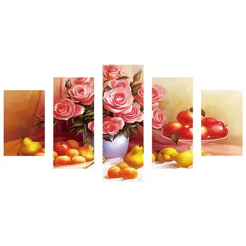 

5d Diy Diamond Painting Still Life 5 Panels/Set Roses&Fruits Cross Stitch Full Beads Diamond Embroidery Mosaic Sale