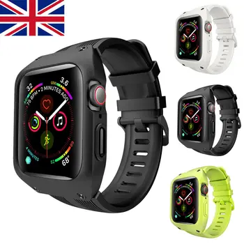 

Replacement Adjustable Watch Silicone Band Strap With Rugged Armor Case Cover For Apple Watch Series 4 44mm
