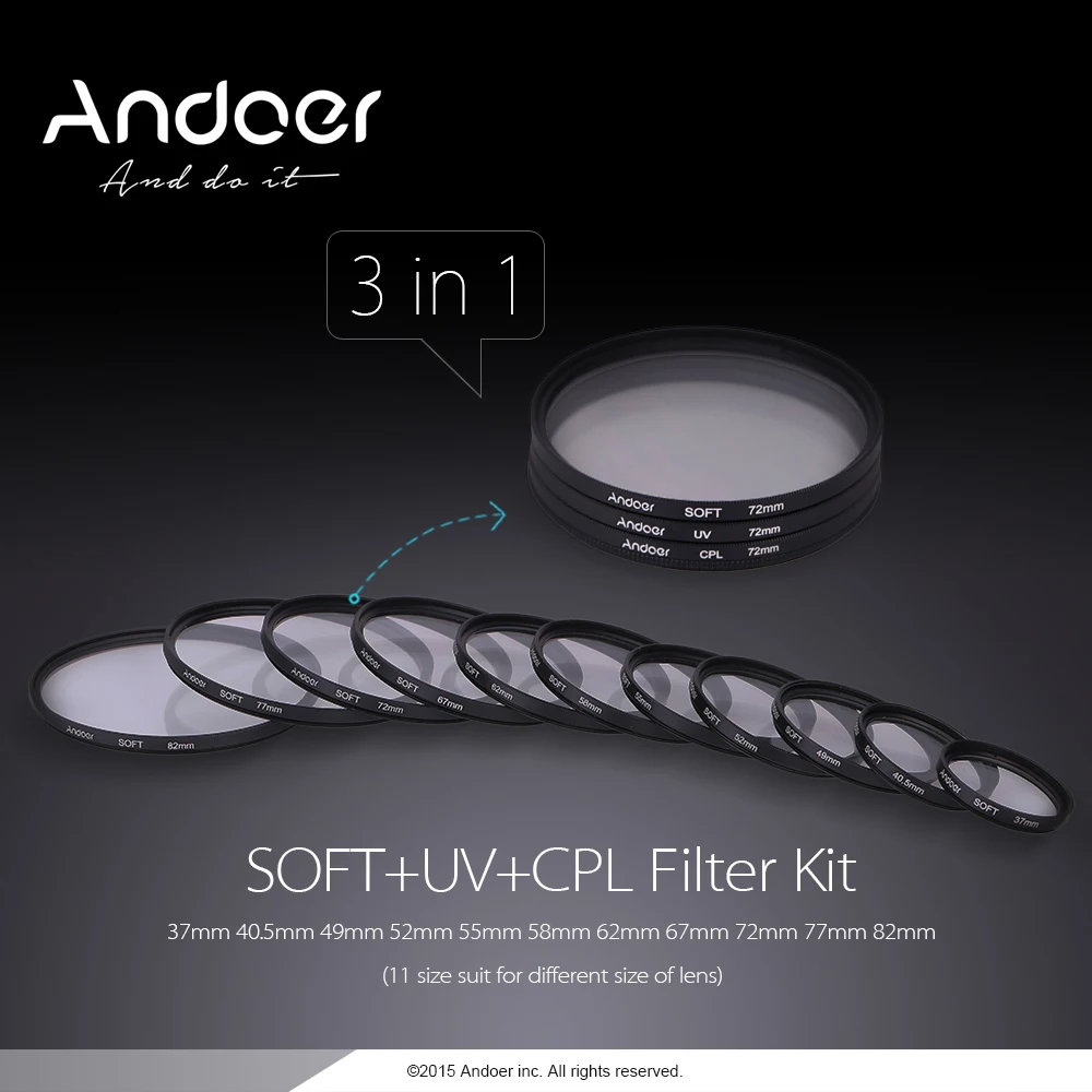 Andoer UV+ CPL+ мягкий круговой фильтр комплект поляризатор фильтр Мягкий фокус Эффект диффузор для Nikon Canon Pentax sony DSLR камеры