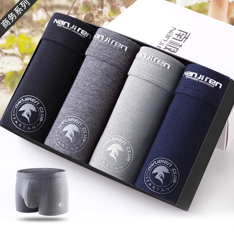 2022 Men Underwear Boxer Shorts Panties Solid Shorts Brand Underpants Men 100% Cotton Breathable Mid Waist Shorts Men L-3XL