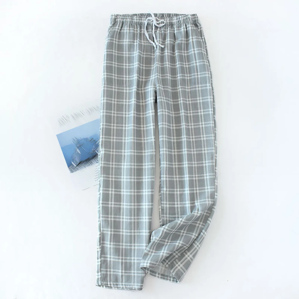 men's cotton pajama pants with pockets Men's Casual Summer Loose Elastic Waist Plaid Pajama Bottoms Pants Sleepwear Cotton Pajama Men Sleep Bottom Home Wear 2021 New silk pajama pants