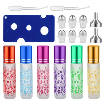 

Refillable Essential Oil Bottle 6pc 10ml Glass Roll-on Bottles With Roller Ball Bottle Empty Container Travel Perfume Bottle#g40
