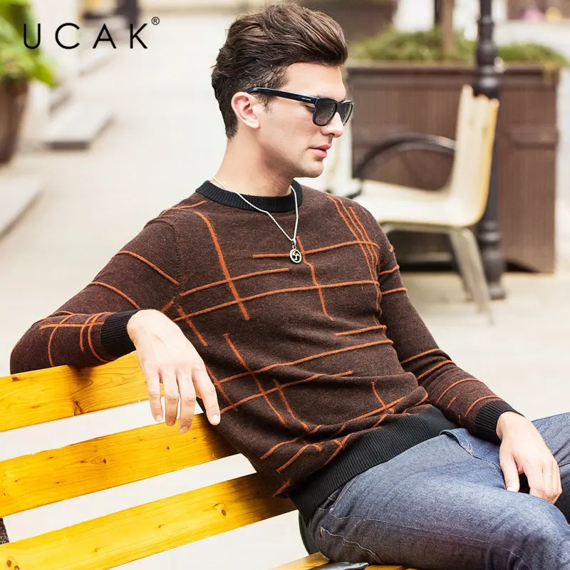 UCAK Brand Pure Merino Wool Sweater Men 2019 New Arrival Autumn Winter Soft Warm Pullover Men Striped Cashmere Pull Homme U3063 UCAK Brand Pure Merino Wool Sweater Men 2019 New Arrival Autumn Winter Soft Warm Pullover Men Striped Cashmere Pull Homme U3063