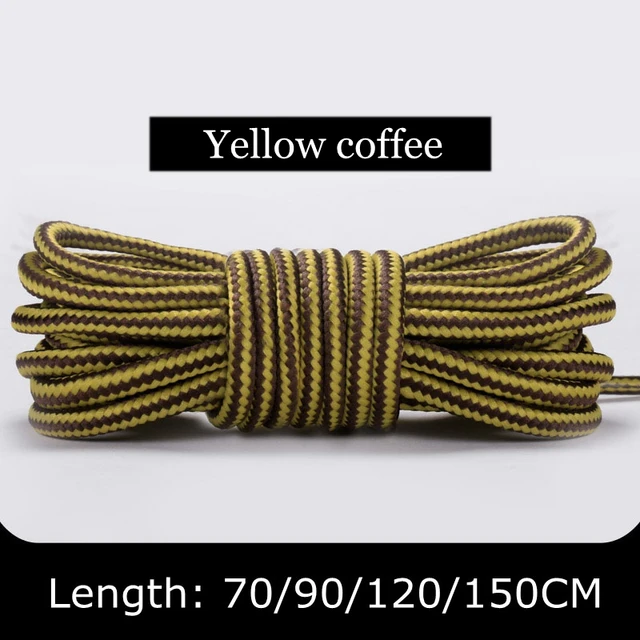 1 Pair Martin Shoes Round Shoe Laces Striped Double Color Fashion Shoelaces Outdoor Hiking And Leisure Sports Shoelace 18 Color Yellow coffee