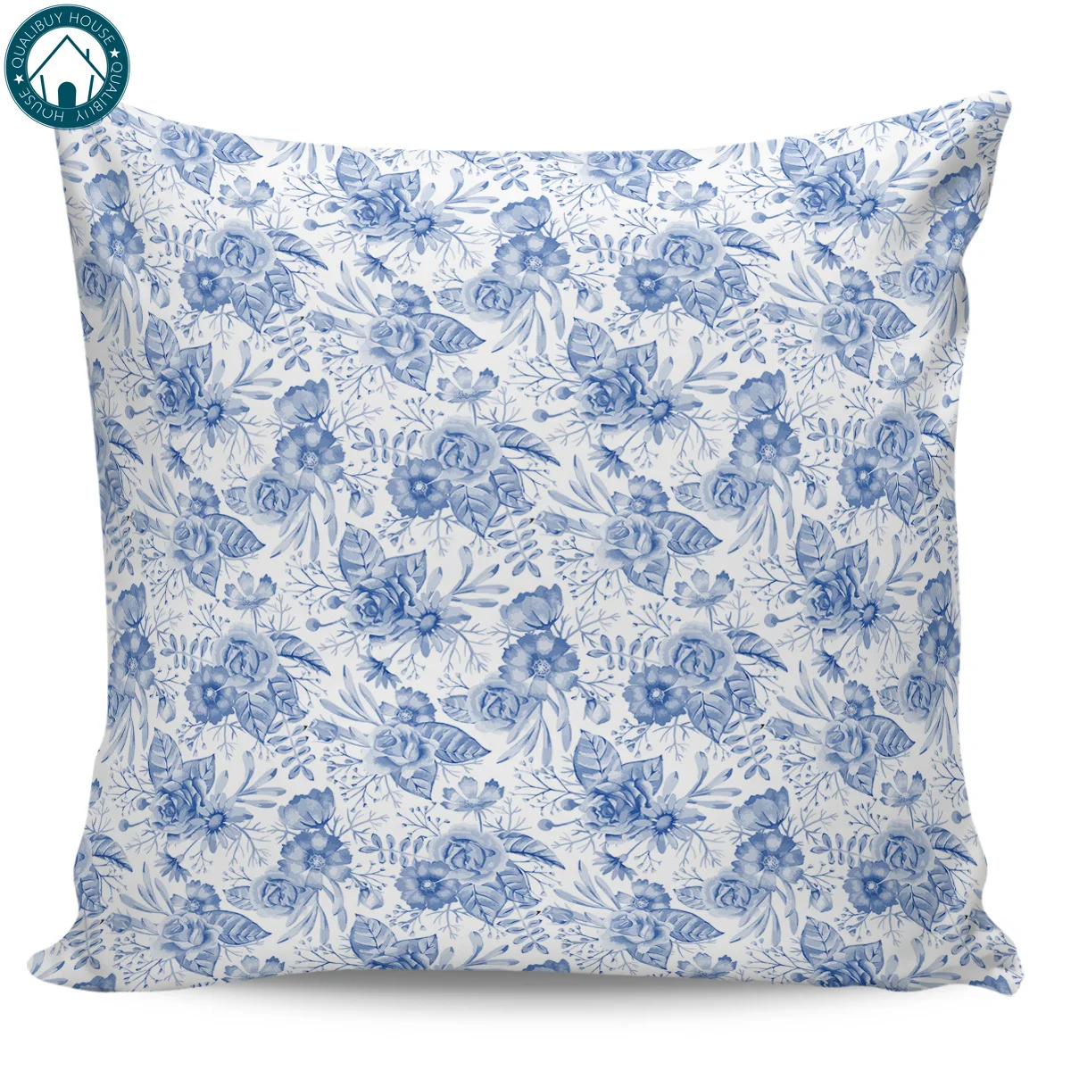 Chinese Porcelain Flower Pattern Pillow Covers Cases Cover Cushion Pillowcase Square Print