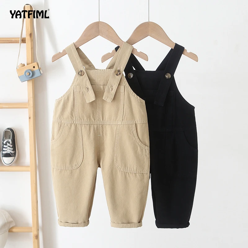 

YATFIML Baby Girls Cotton Loose Overalls Cute Casual Solid All-match Suspender Trousers Bib PocketToddler Boys Kids Pants