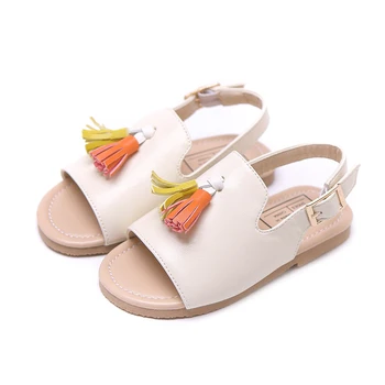 

Girls Sandals Summer Tassel Solid Color Kids Sandals for Girls Princess Shoes Flat Slippers Children Beach Sandals SGF057