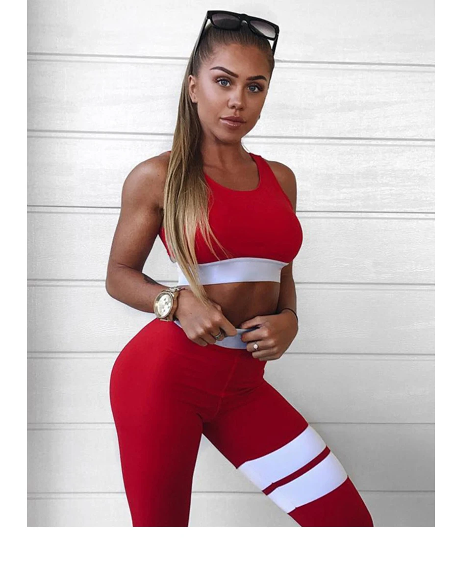 Women Tracksuit Solid Yoga Set Patchwork Running Fitness Jogging T-shirt Leggings Sports Suit Gym Sportswear Workout Clothes S-L