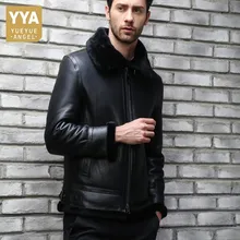 Натуральная кожа, меховая подкладка, мужские куртки для стрижки овец, зимние толстые теплые Умные повседневные мужские пальто на молнии с длинным рукавом размера плюс