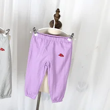 Г. Новые Стильные Детские противомоскитные штаны Летние тонкие штаны из вспененного хлопка в Корейском стиле однотонные летние укороченные штаны