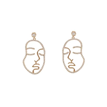 

LANFLORA fashion face contracted women stud earrings for birthday gift copper alloy cheap factory shop earrings wholesale price