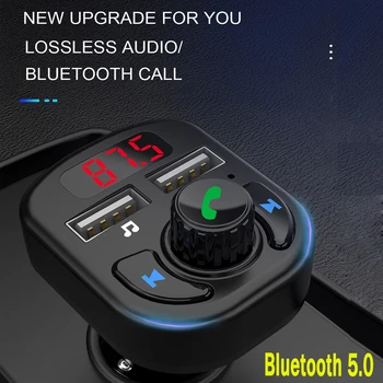 

Bluetooth 5.0 Handsfree Wireless TF card U-disk Audio FM radio Music Transmitter Dual 3.1 A USB Phone Charger Digital Voltmeter
