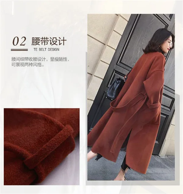 Новое осенне-зимнее шерстяное пальто женское тонкое шерстяное пальто в Корейском стиле женское длинное кашемировое пальто большого размера NS1396